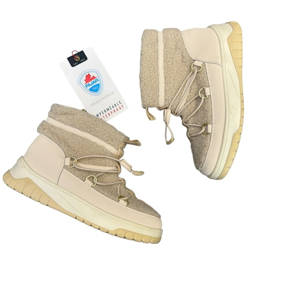 NEW PAJAR Girls Sherpa Janie Pull on Winter Boots -20 Size 2 1/2(34) Biege/Cream - Picture 4 of 7